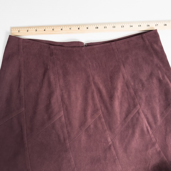Faux Suede Paneled Flare Midi Skirt Maroon Large* Boho Western Whimsigoth READ - Picture 4 of 15